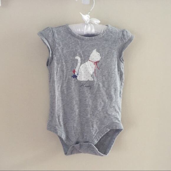 Baby Gap Gray Polka Dot Cat Cap Sleeve Bodysuit 24 Months - Picture 1 of 6